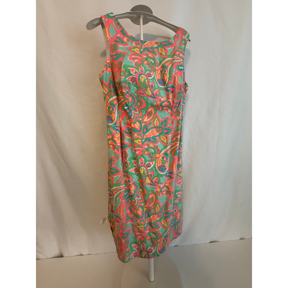 Lilly Pulitzer 00 Shift Dress Zip Back Pink Green